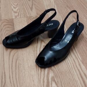 Ara Stina Peep-Toe Slingback Pumps Black Leather